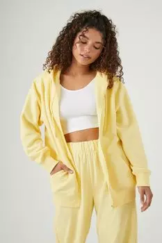 Флисовая толстовка на молнии Forever 21, желтый