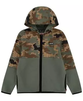Флисовая толстовка на молнии с камуфляжным принтом для больших мальчиков Levi's, мультиколор