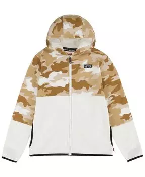 Флисовая толстовка на молнии с камуфляжным принтом для больших мальчиков Levi's, мультиколор