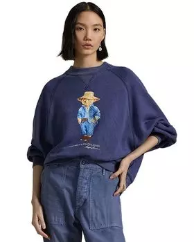 Флисовая толстовка размера «большой размер» с принтом «Polo Bear» от Lauren Ralph Lauren, синий