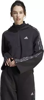 Флисовая толстовка с 3 полосками и цветочным рисунком adidas, черный