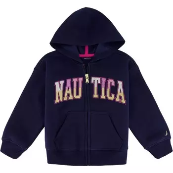Флисовая толстовка с блестящей молнией во всю длину Nautica Little Girls (4-6X), цвет Algae Green