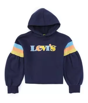 Флисовая толстовка с длинными рукавами и высокой посадкой Levi's для девочек 7–16 лет, синий