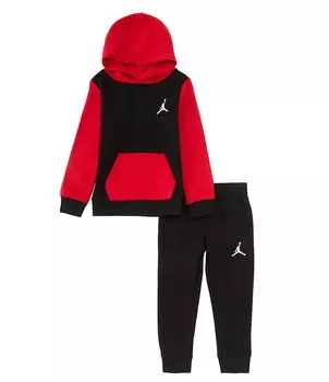 Флисовая толстовка с длинными рукавами Jordan Little Boys 2T-7 и комплект из флисовых спортивных штанов в тон, красный