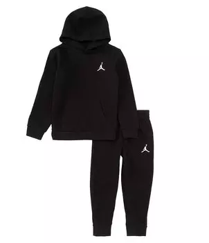 Флисовая толстовка с длинными рукавами Jordan Little Boys 2T-7 и комплект из флисовых спортивных штанов в тон, черный