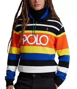 Флисовая толстовка с длинными рукавами в полоску и логотипом Polo Ralph Lauren, мультиколор