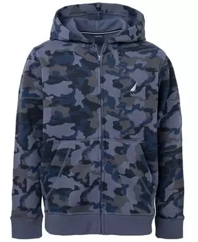 Флисовая толстовка с камуфляжным принтом и молнией во всю длину для больших мальчиков Nautica, синий
