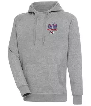 Флисовая толстовка с капюшоном Antigua Super Bowl LVIII Kansas City Chiefs Champions Victory, серый