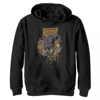 Флисовая толстовка с капюшоном и рисунком DC Comics для мальчиков 8–20 лет, групповой снимок, потертый плакат Licensed Character