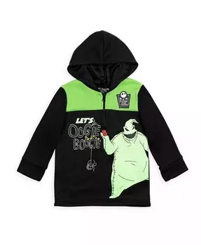 Флисовая толстовка с капюшоном на молнии «Кошмар перед Рождеством» для малышей и маленьких детей с Джеком Скеллингтоном Уги-буги Салли Disney, черный