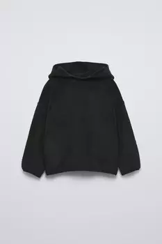Флисовая толстовка с капюшоном ZARA, черный