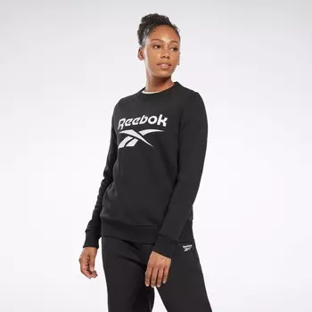 Флисовая толстовка с круглым вырезом Reebok Identity с большим логотипом, черный