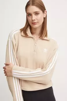 Флисовая толстовка с молнией на половину длины adidas Originals Polarf, бежевый