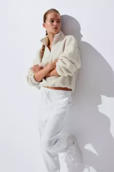 Флисовая толстовка с молнией сверху H&M, бежевый