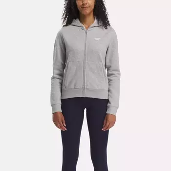 Флисовая толстовка с молнией во всю длину Reebok Identity Small Logo, цвет Medium Grey Heather