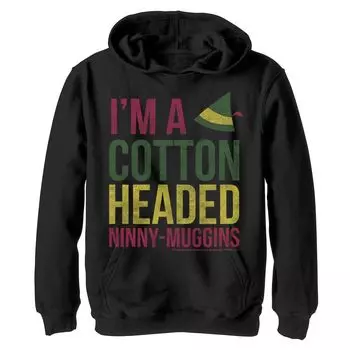 Флисовая толстовка с надписью Elf I'm A Cotton Head Ninny-Muggins для мальчиков 8–20 лет Licensed Character, черный