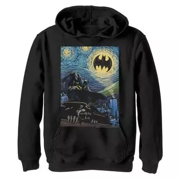Флисовая толстовка с рисунком DC Comics для мальчиков 8–20 лет, Бэтмен, Темный рыцарь, Звездная ночь, стиль, постер, флисовая толстовка Licensed Character