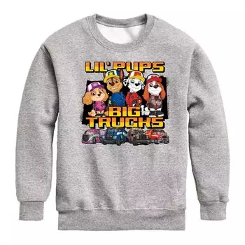 Флисовая толстовка с рисунком «Lil' Pups Big Trucks» для мальчиков 8–20 лет Paw Patrol Truck «Lil' Pups Big Trucks» Licensed Character, серый