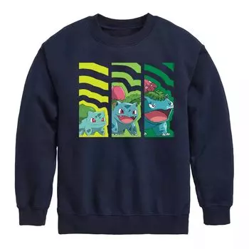 Флисовая толстовка с рисунком Pokemon Bulbasaur Evolution для мальчиков 8–20 лет Licensed Character, синий