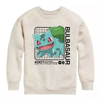 Флисовая толстовка с рисунком Pokemon Bulbasaur Stats для мальчиков 8–20 лет Licensed Character