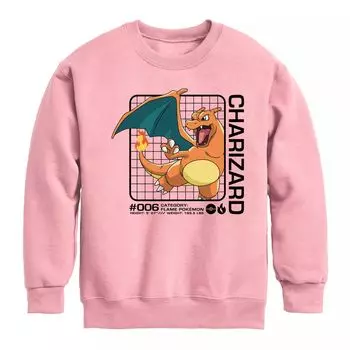 Флисовая толстовка с рисунком Pokemon Charizard Stats для мальчиков 8–20 лет Licensed Character, розовый