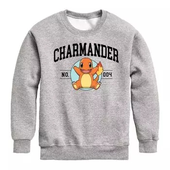 Флисовая толстовка с рисунком Pokemon Charmander 004 для мальчиков 8–20 лет Licensed Character, серый