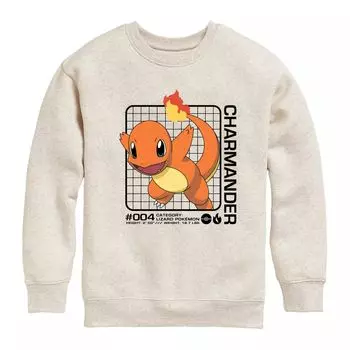 Флисовая толстовка с рисунком Pokemon Charmander Stats для мальчиков 8–20 лет Licensed Character