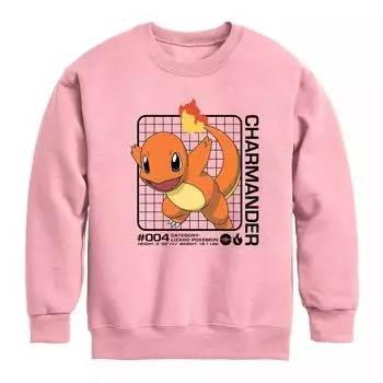 Флисовая толстовка с рисунком Pokemon Charmander Stats для мальчиков 8–20 лет Licensed Character, розовый