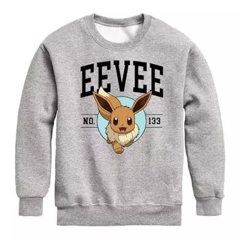 Флисовая толстовка с рисунком Pokemon Eevee Collegiate для мальчиков 8–20 лет Licensed Character, серый