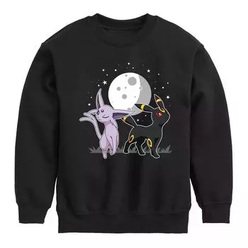 Флисовая толстовка с рисунком Pokemon Espeon Umbreon для мальчиков 8–20 лет Licensed Character, черный
