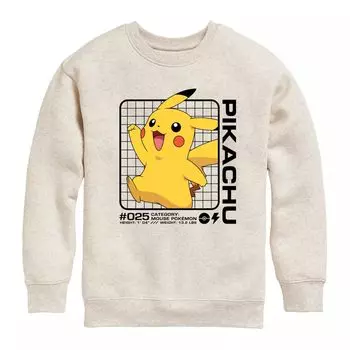Флисовая толстовка с рисунком Pokemon Pikachu Stats для мальчиков 8–20 лет Licensed Character