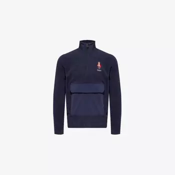 Флисовая толстовка с вышитым медведем поло и накладными карманами Polo Ralph Lauren, синий