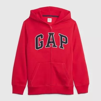 Флисовая толстовка с застежкой-молнией и вышитым логотипом Gap, красный