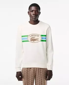 Флисовая толстовка свободного кроя с принтом монограммы Lacoste, белый