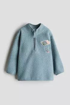 Флисовая толстовка teddy с короткой молнией H&M, бирюзовый