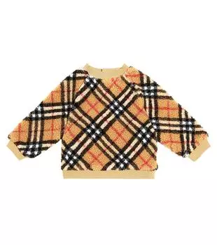 Флисовая толстовка в клетку baby burberry Burberry Kids, бежевый