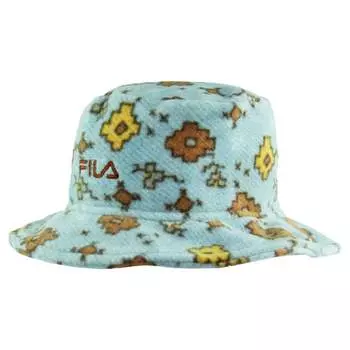 Флисовая женская шапка-ведро синего цвета Fila, желтый