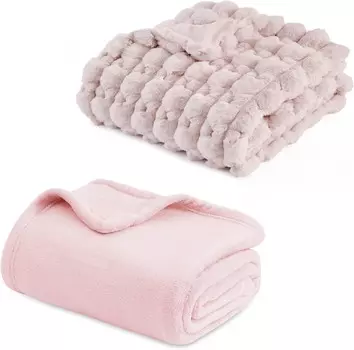 Флисовое одеяло Bedsure и одеяло из искусственного меха розового цвета