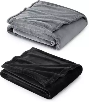 Флисовое одеяло Bedsure серого и черного цвета, Black