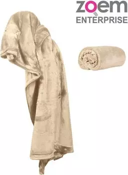 Флисовое одеяло - флисовый плед - 150 х 200 - супермягкий - 280 г/м - желтый Zoem Enterprise, бежевый