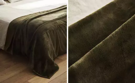 Флисовое одеяло Zara Home, хаки