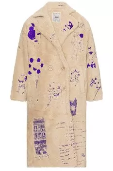 Флисовое пальто из шерпы с вышивкой KidSuper, кремовый