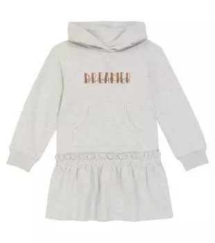 Флисовое платье Dreamer с капюшоном Brunello Cucinelli, серый