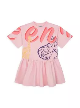 Флисовое платье с логотипом для маленьких девочек и девочек KENZO, розовый