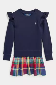Флисовое платье-юбка-медресе для девочек Polo Ralph Lauren, синий