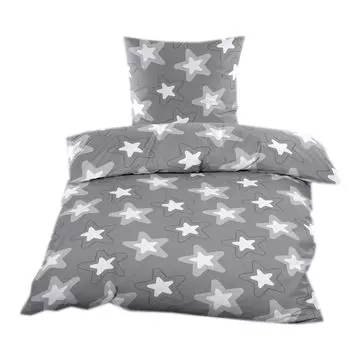 Флисовое постельное белье 135х200 см 2 шт. на молнии зимний комплект серого цвета со звездами Casa Colori