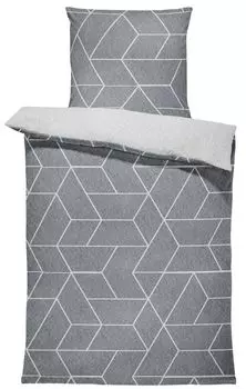 Флисовое постельное белье из 4 предметов 135x200 см с геометричным антрацитом, современный термофлис One-Home