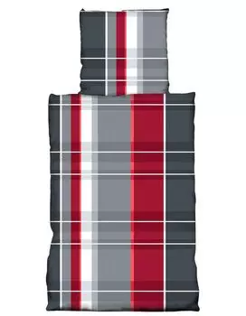 Флисовое постельное белье из двух предметов 135 х 200 см в полоску красно-серый термофлис One-Home