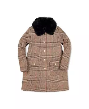 Флисовое свободное пальто с воротником для девочек Hope & Henry, коричневый