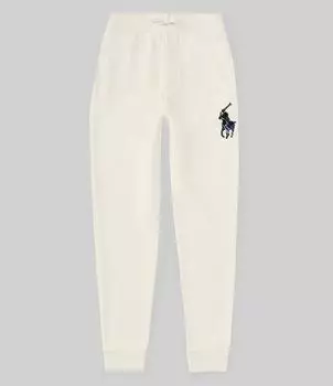 Флисовые брюки для бега в клетку Polo Ralph Lauren Big Boys 8–20 в стиле пэчворк с аппликацией в виде большого пони, слоновая кость